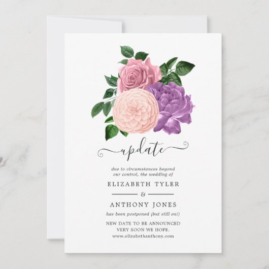 Peach roze & Lavender Paars Floral Weddenschap upd Kaart