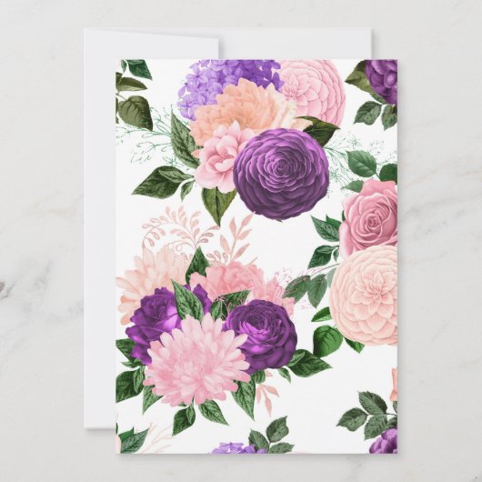 Peach roze & Lavender Paars Floral Weddenschap upd Kaart (Achterkant)