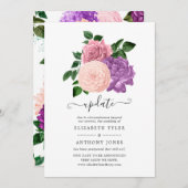 Peach roze & Lavender Paars Floral Weddenschap upd Kaart (Voorkant / Achterkant)