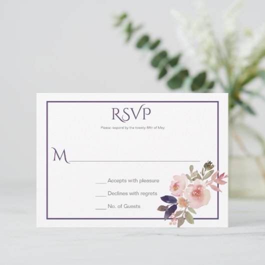 Peach roze lavender Paars Wildbloemen RSVP (Staand voorkant)