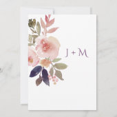 Peach roze lavender Waterverf Wedding Invitations Kaart (Achterkant)
