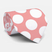 Peach roze met White Polka Dots Retro Stropdas (Opgerold)