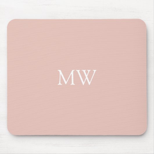 Peach roze Monogram Initialen Minimale Muismat (Voorkant)