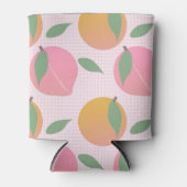 Peach roze Oranje Fruit Retro Patroon Blikjeskoeler (Voorkant)