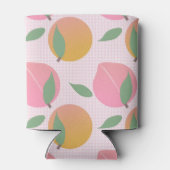 Peach roze Oranje Fruit Retro Patroon Blikjeskoeler (Achterkant)
