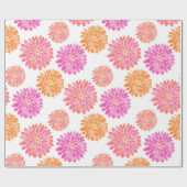 Peach roze Oranje Waterverf Zinnia Patroon Cadeaupapier (Vlak)