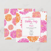 Peach roze Oranje Waterverf Zinnia Patroon Kaart (Voorkant / Achterkant)