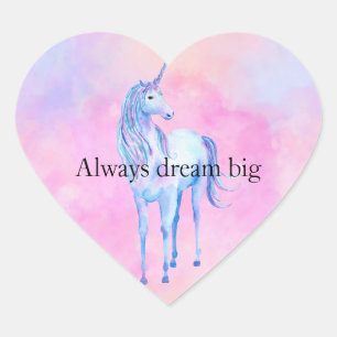 Peach roze Paarse unicorn Hart Sticker