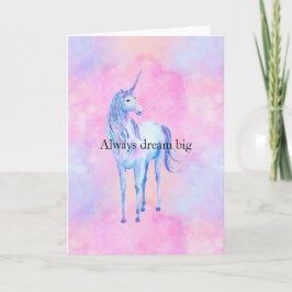 Peach roze Paarse unicorn Kaart