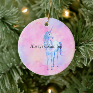 Peach roze Paarse unicorn Keramisch Ornament