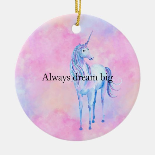 Peach roze Paarse unicorn Keramisch Ornament (Voorkant)