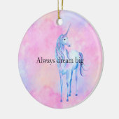 Peach roze Paarse unicorn Keramisch Ornament (Links)