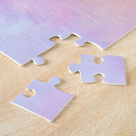 Peach roze Paarse unicorn Legpuzzel (Zijkant)