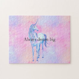 Peach roze Paarse unicorn Legpuzzel