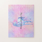 Peach roze Paarse unicorn Legpuzzel (Verticaal)