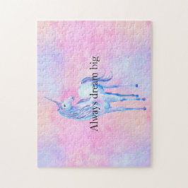 Peach roze Paarse unicorn Legpuzzel