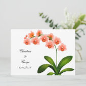 Peach roze phalaenopsis orchideeën bruiloft uitnod kaart (Staand voorkant)