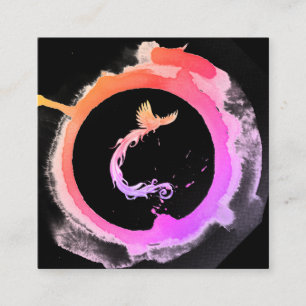 *~* Peach roze Phoenix Ring van Ombre Fire Vierkante Visitekaartje