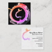 *~* Peach roze Phoenix Ring van Ombre Fire Vierkante Visitekaartje (Voorkant / Achterkant)