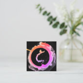 *~* Peach roze Phoenix Ring van Ombre Fire Vierkante Visitekaartje (Staand voorkant)