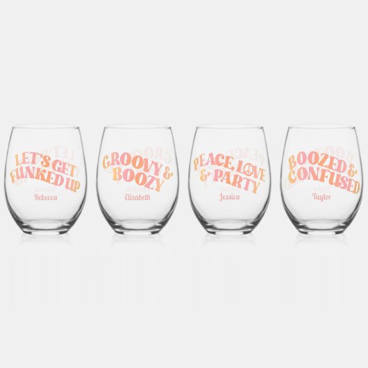 Peach roze retro meisjes reis wijnglas zonder voet (Voorkant)