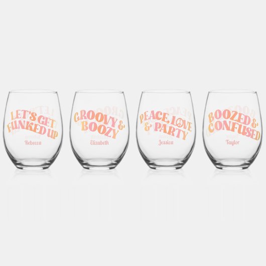 Peach roze retro meisjes reis wijnglas zonder voet (Achterkant)