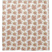 Peach roze rode bruine groene bloemen bloemen douchegordijn (Voorkant)