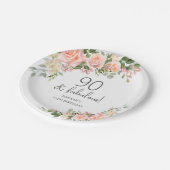 Peach Roze Rose Bloemen 90ste verjaardag Papieren Bordje (Gekanteld)