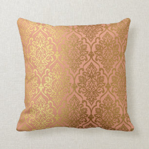 Peach roze Rose Gold Damask Royal Luxury Decor Kussen