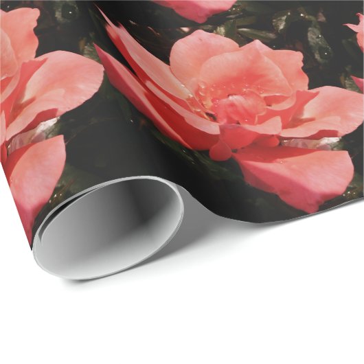  Peach Roze roze bloem Cadeaupapier (Rol Hoek)