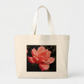 Peach Roze roze bloem Grote Tote Bag (Voorkant)