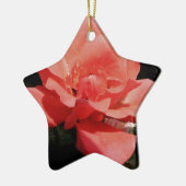 Peach Roze roze bloem Keramisch Ornament (Links)