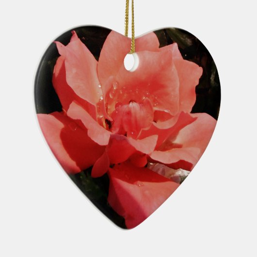  Peach Roze roze bloem Keramisch Ornament (Rechts)