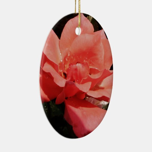  Peach Roze roze bloem Keramisch Ornament (Rechts)