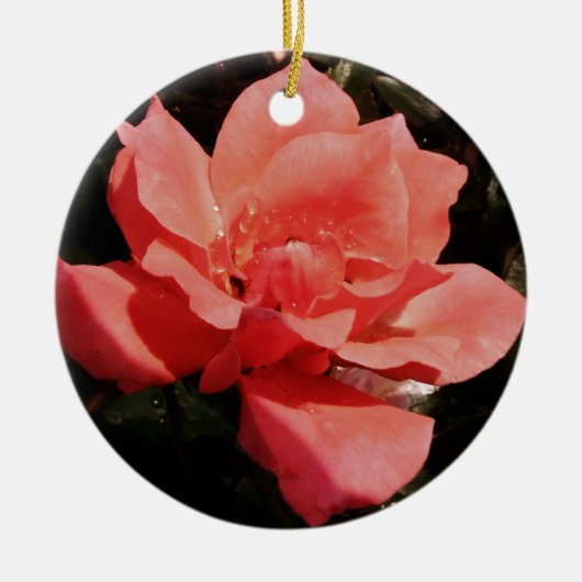  Peach Roze roze bloem Keramisch Ornament (Voorkant)