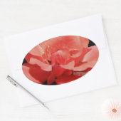  Peach Roze roze bloem Ovale Sticker (Envelop)