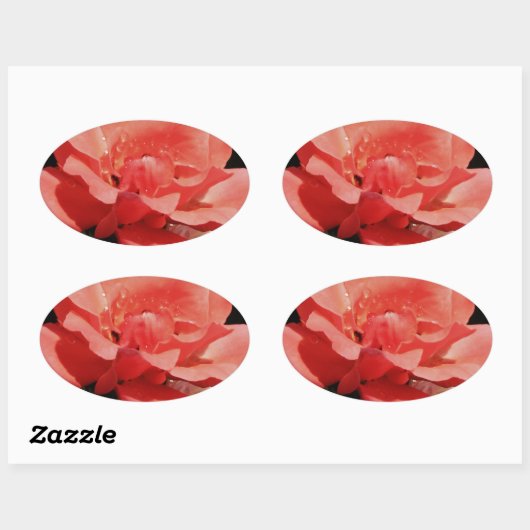  Peach Roze roze bloem Ovale Sticker (Vel)