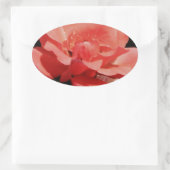  Peach Roze roze bloem Ovale Sticker (Tas)