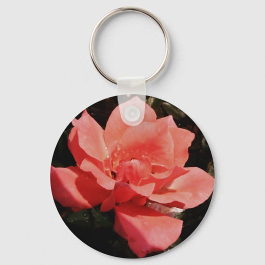 Peach Roze roze bloem Sleutelhanger (Voorkant)