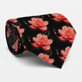  Peach Roze roze bloem Stropdas (Opgerold)