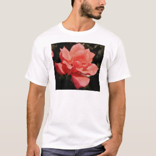  Peach Roze roze bloem T-shirt