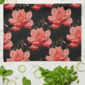  Peach Roze roze bloem Theedoek (Gevouwen)