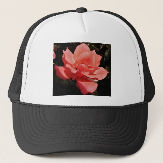 Peach Roze roze bloem Trucker Pet (Voorkant)