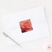 Peach Roze roze bloem Vierkante Sticker (Envelop)