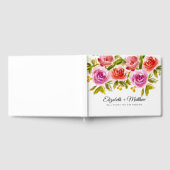 Peach roze roze Waterverf bruiloft Gastenboek (Volledig)