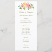 Peach roze rozen op het White Wedding Menu (Voorkant)