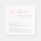 Peach roze script Black White Weddenschap Facts Servet (Voorkant)