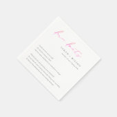 Peach roze script Black White Weddenschap Facts Servet (Hoek)