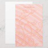 Peach roze spiraaltjes bloemen gepersonaliseerde S Briefpapier (Voorkant / Achterkant)