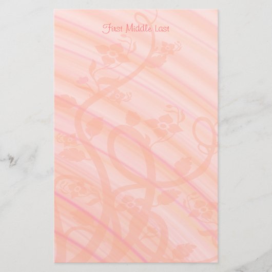 Peach roze spiraaltjes bloemen gepersonaliseerde S Briefpapier (Voorkant)